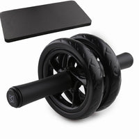 Durable Abdominal Wheel Roller with Non-Slip Handles on a black mat for core workouts and strength training.