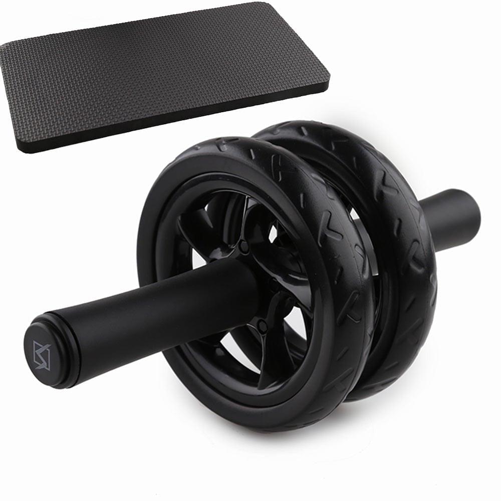 Durable Abdominal Wheel Roller with Non-Slip Handles on a black mat for core workouts and strength training.