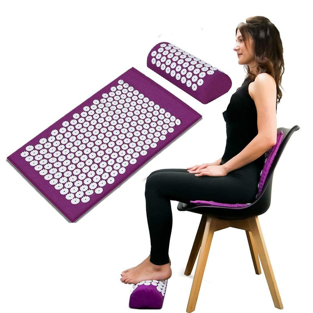 8,000-point acupressure recovery system with mat and pillow for muscle recovery and relaxation.