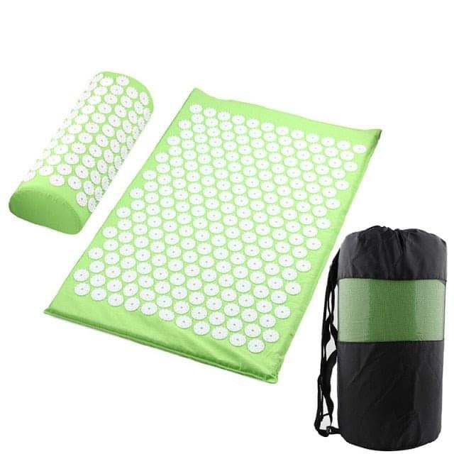 8,000-point acupressure recovery system with mat and pillow for muscle recovery and relaxation.