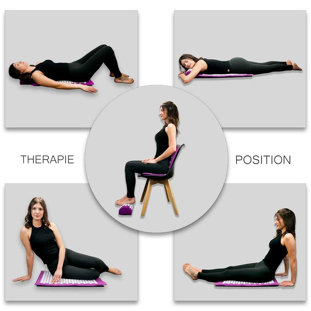 8,000-point acupressure recovery system with mat and pillow for muscle recovery and relaxation.