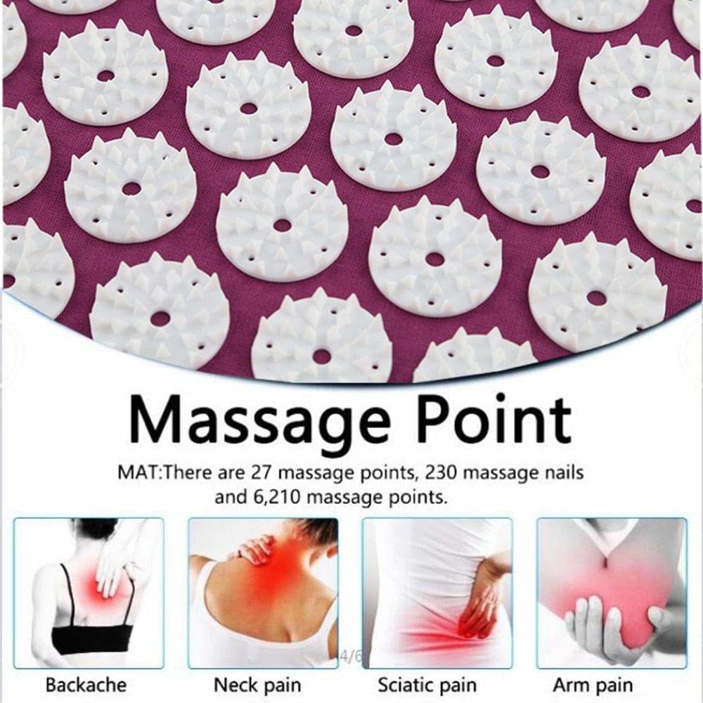 8,000-point acupressure recovery system with mat and pillow for muscle recovery and relaxation.