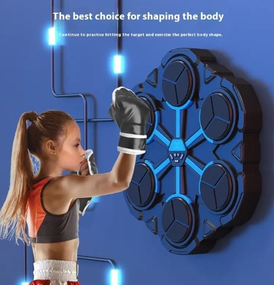Young girl training with Boxing Target Machine Electronic, enhancing fitness and body shape.