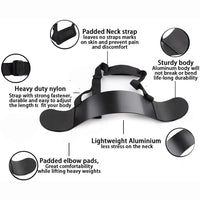 ForgeElite Heavy-Duty Bodybuilding Arm Blaster features heavy duty nylon, padded neck strap, sturdy aluminum body, and padded elbow pads.