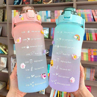 Premium fitness drinking bottle with motivational markers and gradient design