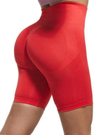 Model wearing Premium Fitness Yoga Shorts in Aqua Blue, showcasing comfort and style during a workout.   000001