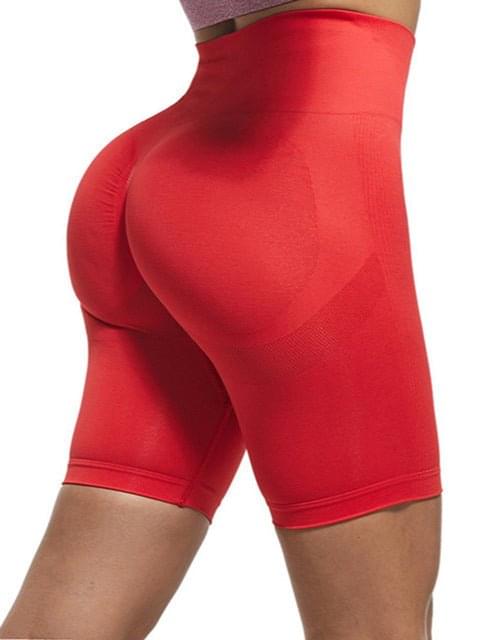 Model wearing Premium Fitness Yoga Shorts in Aqua Blue, showcasing comfort and style during a workout.   009