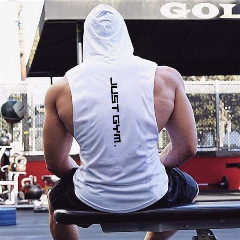 Stylish gym hoodies tank top sleeveless breathable cotton workout shirt with hood
