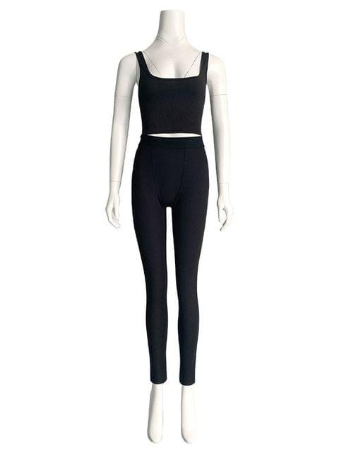 High Stretch Solid Color Yoga Set - FitnessPlowSurge