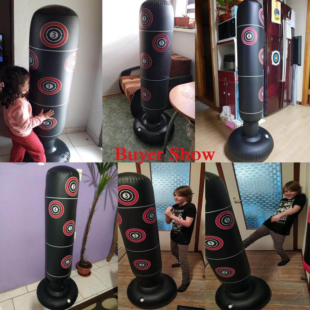 160cm tall inflatable boxing bag for Muay Thai training with thickened base and pressure-relief bounce back design  3
