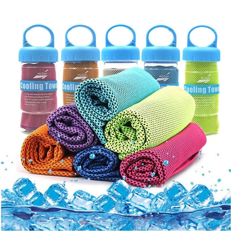 Microfiber sport towel in blue, durable and breathable cooling towel for outdoor activities and sports