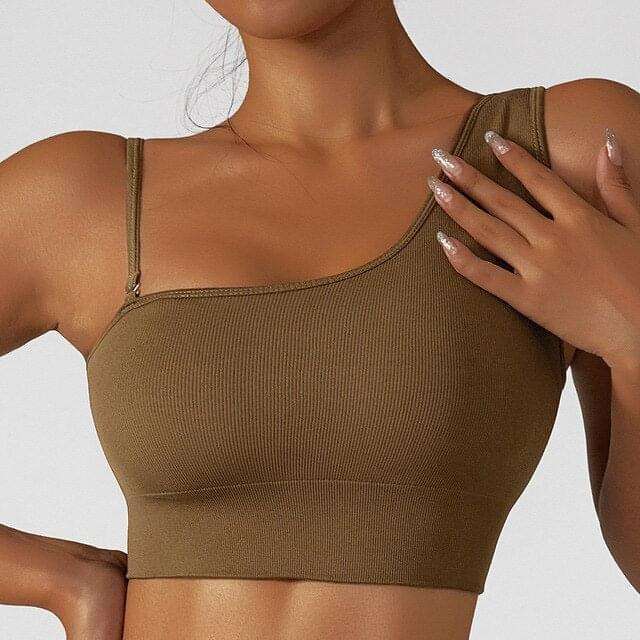 Summer Sexy Oblique Shoulder Yoga Clothes Tops - FitnessPlowSurge