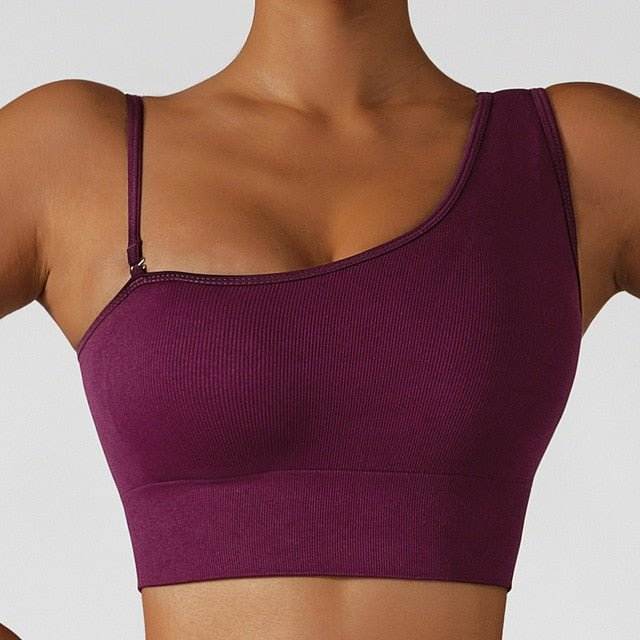 Summer Sexy Oblique Shoulder Yoga Clothes Tops - FitnessPlowSurge