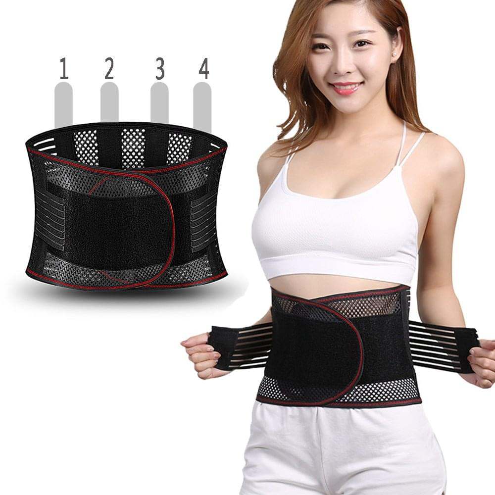 Waist Trainer Belt with adjustable neoprene support and magnetic pain relief panels for lower back comfort