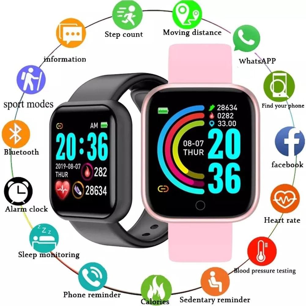 Waterproof 3Sport Fitness Smart Watch with round 1.44-inch display and silica gel band