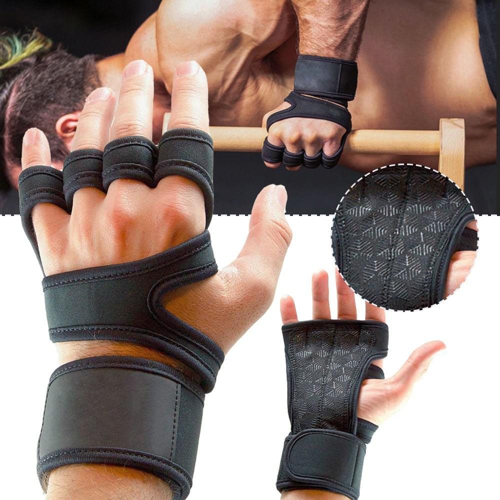 Pair of lightweight weightlifting gloves made from elastic fabric for men and women fitness training